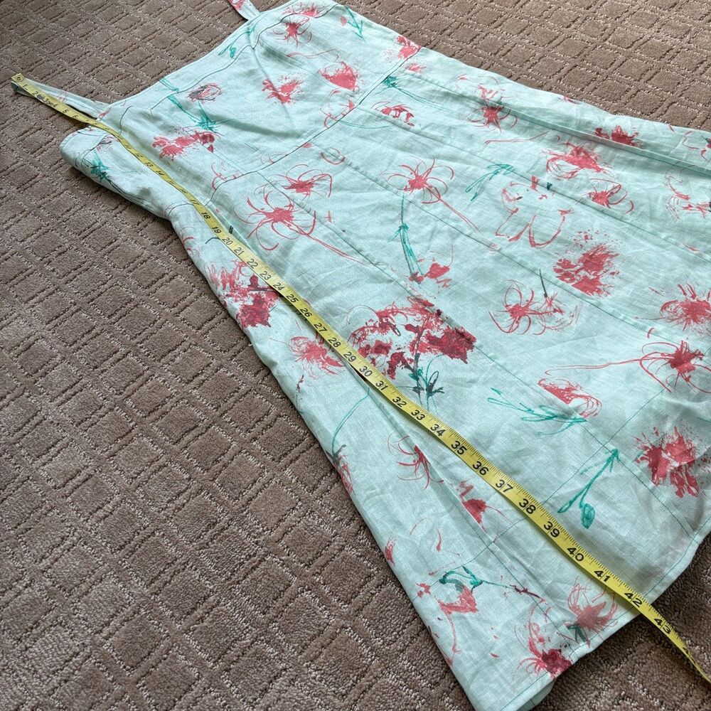 Ann Taylor Linen Dress Women's 14 Light Mint Green Cottage Watercolor Floral NWT - Picture 7 of 7